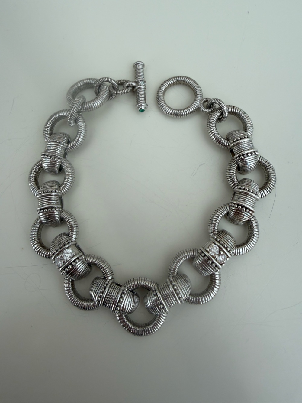 Judith Ripka Sterling Silver Rolo Link Bracelet